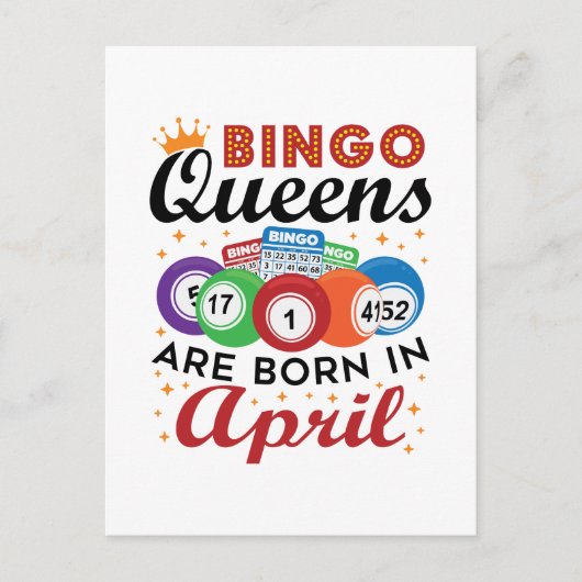 Carte Postale Bingo Queens sont nés en avril (Devant)