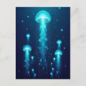 Carte Postale Bioluminescent Bleu méduse Mer gelées Océan (Devant)