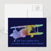 Carte Postale Biplan arc-en-ciel (Devant / Derrière)