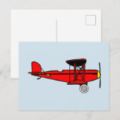 Carte Postale Biplan Rouge (Devant / Derrière)