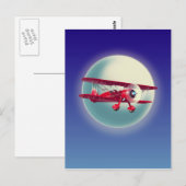 Carte Postale Biplan rouge vintage (Devant / Derrière)