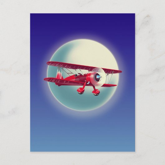Carte Postale Biplan rouge vintage (Devant)