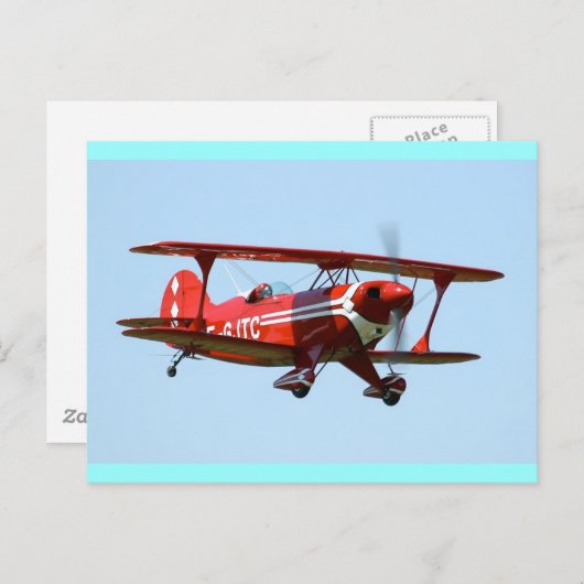 Carte Postale Biplane rouge (Devant / Derrière)