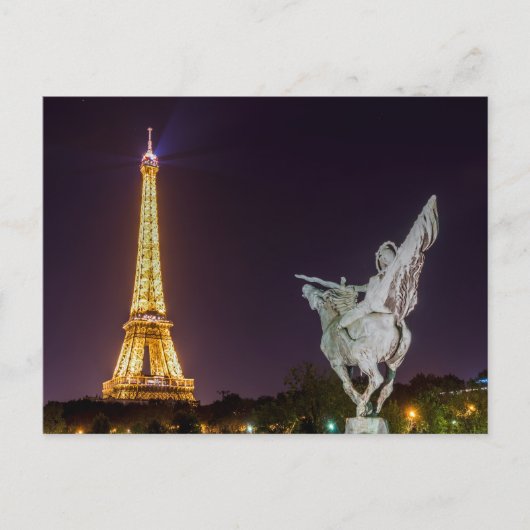 Carte Postale Bir-Hakeim pont de nuit - Paris, France (Devant)