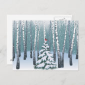 Carte Postale Birches Dans La Forêt D'Hiver (Devant / Derrière)