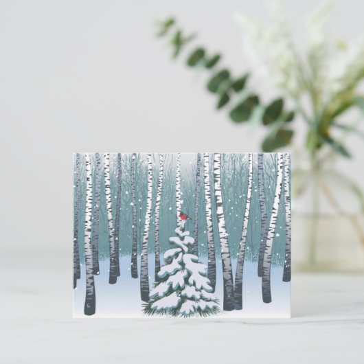 Carte Postale Birches Dans La Forêt D'Hiver (Debout devant)