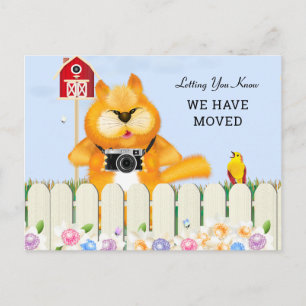 Carte Postale Bird and Cat in The Garden Change of Address