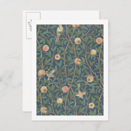 Carte Postale 'Bird and Pomegrenate' Wallpaper Design, printed b (Devant / Derrière)