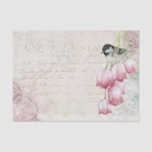 Carte Postale Bird between Flowers Tissue Paper Tissuepapier (Voorkant)