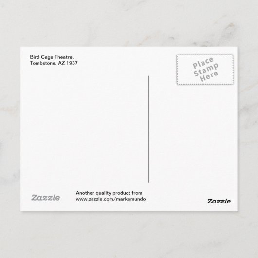 Carte Postale Bird Cage Theatre, Tombstone, AZ (Dos)