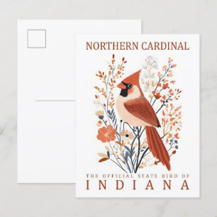 Carte Postale Bird Cardinal du Nord de l'Indiana USA Travel