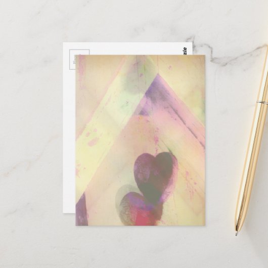 Carte Postale Bird House Heart Abstract (Devant/Arrière en situation)