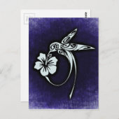 Carte Postale Bird Motif en bleu (Devant / Derrière)