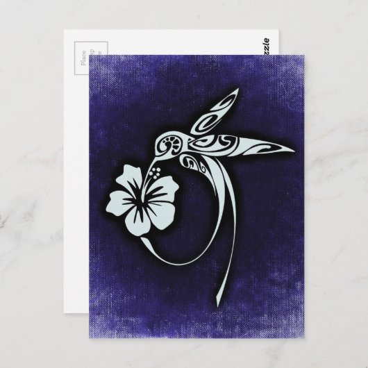 Carte Postale Bird Motif en bleu (Devant / Derrière)