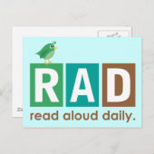 Carte Postale Bird RAD - Lire à haute voix Lecture quotidienne C (Devant / Derrière)