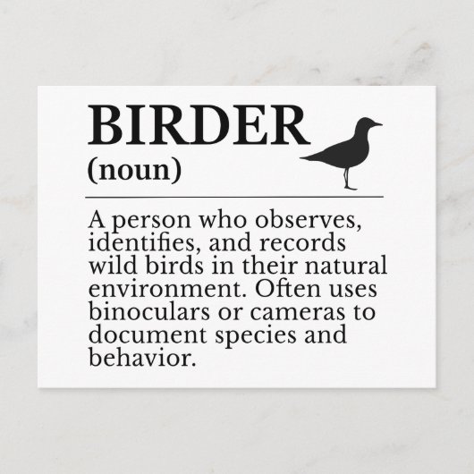 Carte Postale Birder definition - wild bird observer (Devant)