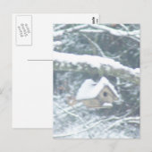 Carte Postale birdhouse dans la neige (Devant / Derrière)