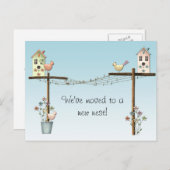 Carte postale Birdhouse Nouvelle adresse (Devant / Derrière)