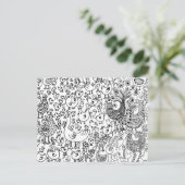 Carte Postale Birds Black and White Illustration Modern Art (Debout devant)