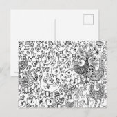Carte Postale Birds Black and White Illustration Modern Art (Devant / Derrière)