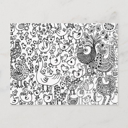 Carte Postale Birds Black and White Illustration Modern Art (Devant)