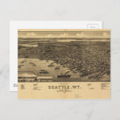 Carte Postale Bird's Eye View of Seattle, Washington (1884) (Devant / Derrière)