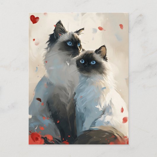 Carte Postale Birman Cats Saint Valentin (Devant)