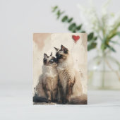 Carte Postale Birman chats Valentine's day (Debout devant)