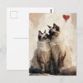 Carte Postale Birman chats Valentine's day (Devant / Derrière)
