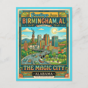 Carte Postale Birmingham Alabama Ville Magique Style Vintage