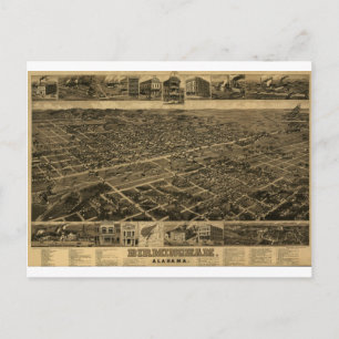 Carte Postale Birmingham Alabama Vue oeil des oiseaux à la fin d
