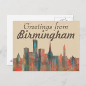 CARTE POSTALE BIRMINGHAM UK SKYLINE (Devant / Derrière)