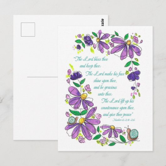 Carte Postale Birthday Blessings Scripture Numbers 6:24-26 (Devant / Derrière)