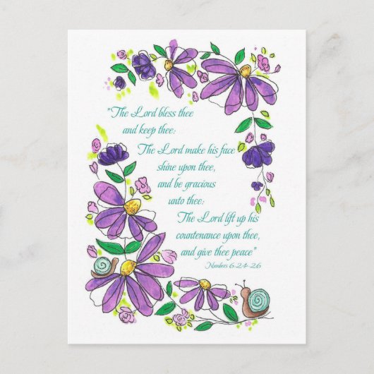 Carte Postale Birthday Blessings Scripture Numbers 6:24-26 (Devant)