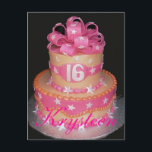 Carte Postale Birthday Cake 16th Postcard<br><div class="desc">You've won the hearts of everyone you've met. You've changed the lives of those you're around. Just from the smile on your face. On your sweet sixteen birthday. Nous avons le new et le fantastique times. Les Come Your Way with new Chance et Chance commencent. Joyeux anniversaire.</div>