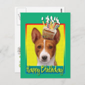 Carte Postale Birthday Cupcake - Basenji (Devant / Derrière)