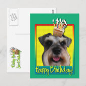 Carte Postale Birthday Cupcake - Schnauzer (Devant / Derrière)