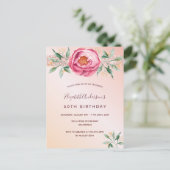 Carte Postale Birthday rose rose or floraux parties scintillant  (Debout devant)