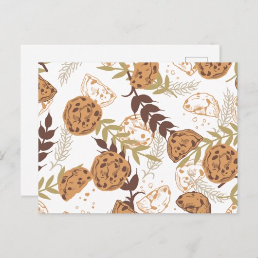Carte Postale biscuits à puce chocolat motif blanc ver (Devant / Derrière)
