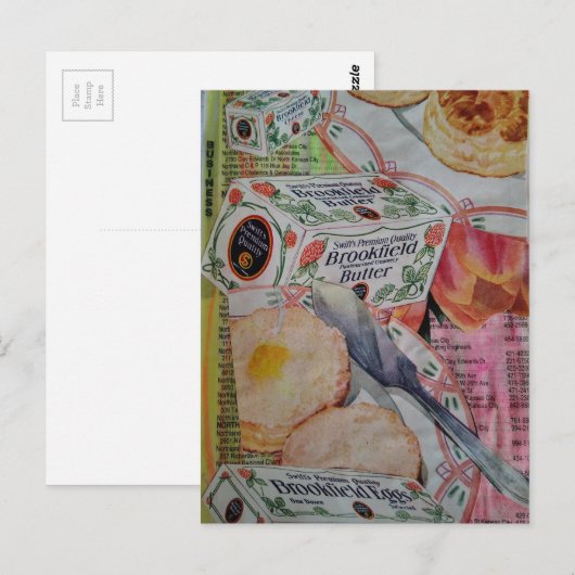 Carte Postale biscuits butter eggs Collage  (Devant / Derrière)