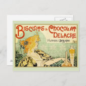 Carte Postale Biscuits & Chocolat Delacre (Sauge) (Devant / Derrière)