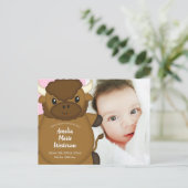 Carte Postale Bison Buffalo Fête de Naissance Bébé Rose (Debout devant)