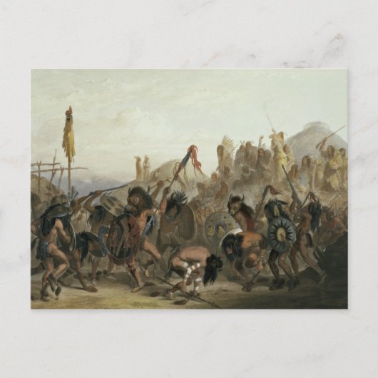 Carte Postale Bison-Danse des Indiens Mandan devant leur (Devant)