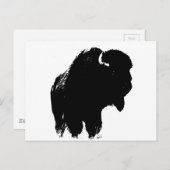 Carte Postale Bison de bison noir et blanc Pop Art (Devant / Derrière)