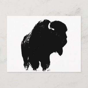 Carte Postale Bison de bison noir et blanc Pop Art
