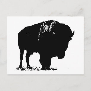 Carte Postale Bison de bison noir et blanc Pop Art
