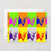Carte Postale Bison de Buffalo Art Pop de 4 couleurs (Devant / Derrière)