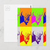 Carte Postale Bison de Buffalo Art Pop de 4 couleurs (Devant / Derrière)