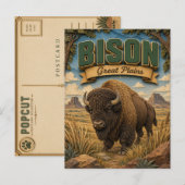 Carte Postale Bison Grandes Plaines POPCUT (Devant / Derrière)