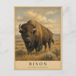 Carte Postale Bison Grandes Plaines VINTAGE